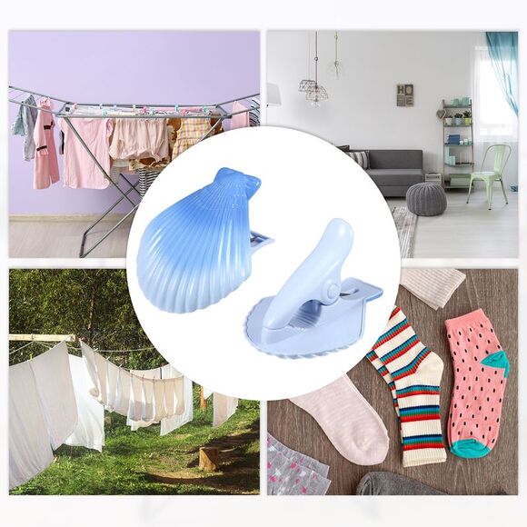 4 Pcs Shell ABS Metal Clothespins for Clothes Craft Pictures Blue - Picture 6 of 6